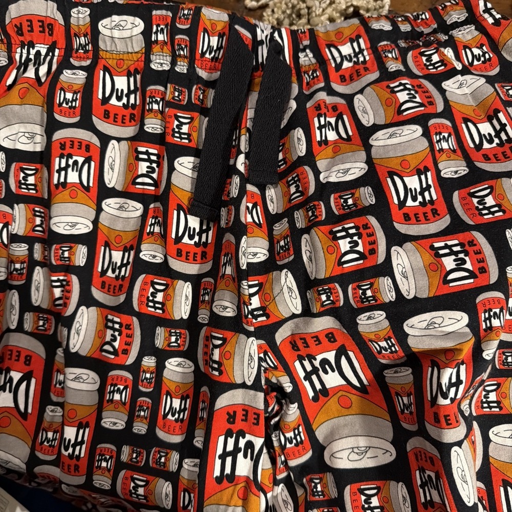 The Simpson's Universal Studios Duff Beer Lounge Pants Pajamas Size Small Used